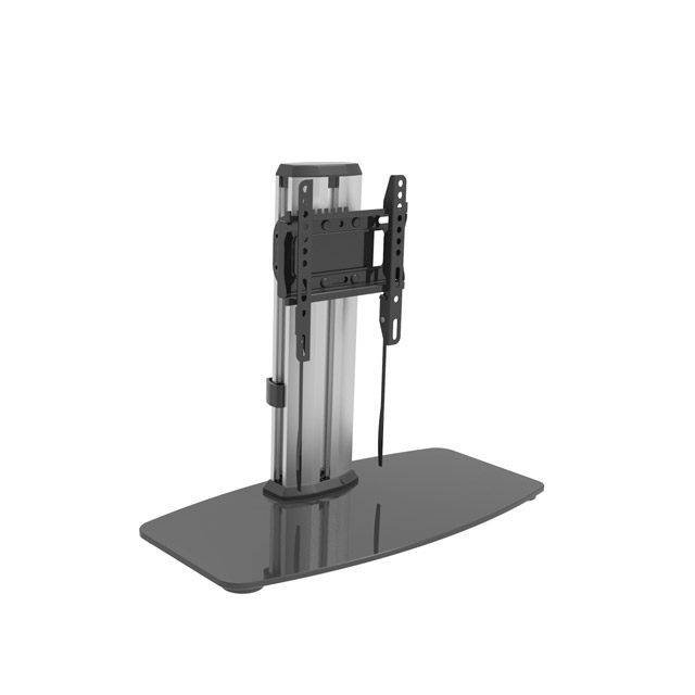 Height Adjustable TV Base Stand with Tempered Glass Base & Wire Management